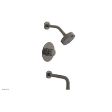 Phylrich 222-26-15AX051 - Pewter Jolie Pressure Balance Tub & Shower Set With Round Trim, Tubular Tub Spout, Round Cutaw