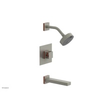 Phylrich 222-27/15BX042 - Burnished Nickel Jolie Pressure Balance Tub & Shower Set With Square Trim, Rectangular Tub Spo