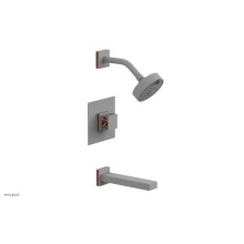 Phylrich 222-27-050X042 - Satin White Jolie Pressure Balance Tub & Shower Set With Square Trim, Rectangular Tub Spout, S