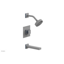 Phylrich 222-27-050X043 - Satin White Jolie Pressure Balance Tub & Shower Set With Square Trim, Rectangular Tub Spout, S