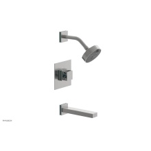 Phylrich 222-27/26DX049 - Satin Chrome Jolie Pressure Balance Tub & Shower Set With Square Trim, Rectangular Tub Spout,