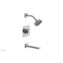 Phylrich 222-27/026X049 - Polished Chrome Jolie Pressure Balance Tub & Shower Set With Square Trim, Rectangular Tub Spou