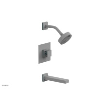 Phylrich 222-27-050X049 - Satin White Jolie Pressure Balance Tub & Shower Set With Square Trim, Rectangular Tub Spout, S