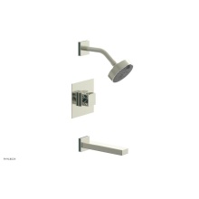 Phylrich 222-27/015X049 - Satin Nickel Jolie Pressure Balance Tub & Shower Set With Square Trim, Rectangular Tub Spout,