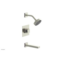 Phylrich 222-27/015X046 - Satin Nickel Jolie Pressure Balance Tub & Shower Set With Square Trim, Rectangular Tub Spout,