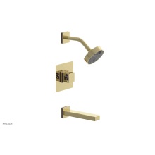 Phylrich 222-27/003X046 - Polished Brass Jolie Pressure Balance Tub & Shower Set With Square Trim, Rectangular Tub Spout