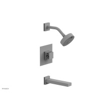 Phylrich 222-27-050X048 - Satin White Jolie Pressure Balance Tub & Shower Set With Square Trim, Rectangular Tub Spout, S