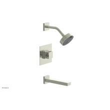Phylrich 222-27-015X051 - Satin Nickel Jolie Pressure Balance Tub & Shower Set With Square Trim, Rectangular Tub Spout,