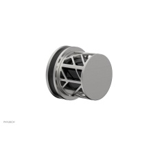 Phylrich 222-35/26DX041 - Satin Chrome Jolie Diverter/Volume Control Trim With Round Cutaway Handles And Black Accents