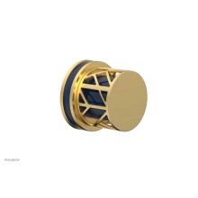Phylrich 222-35-24BX044 - Burnished Gold Jolie Diverter/Volume Control Trim With Round Cutaway Handles And Navy Blue Accents