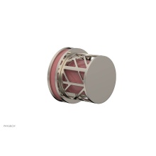 Phylrich 222-35/014X045 - Polished Nickel Jolie Diverter/Volume Control Trim With Round Cutaway Handles And Pink Accents