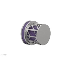 Phylrich 222-35/26DX046 - Satin Chrome Jolie Diverter/Volume Control Trim With Round Cutaway Handles And Purple Accents