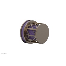 Phylrich 222-35-047X046 - Antique Brass Jolie Diverter/Volume Control Trim With Round Cutaway Handles And Purple Accents