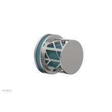 Phylrich 222-35/26DX049 - Satin Chrome Jolie Diverter/Volume Control Trim With Round Cutaway Handles And Turquoise Accents