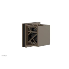 Phylrich 222-36-047X041 - Antique Brass Jolie Diverter/Volume Control Trim With Square Cutaway Handles And Black Accents