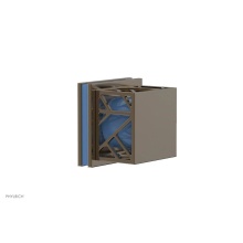 Phylrich 222-36-047X043 - Antique Brass Jolie Diverter/Volume Control Trim With Square Cutaway Handles And Light Blue Accent