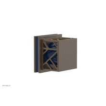 Phylrich 222-36-OEBX044 - Old English Brass Jolie Diverter/Volume Control Trim With Square Cutaway Handles And Navy Blue Acc