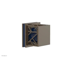 Phylrich 222-36-047X044 - Antique Brass Jolie Diverter/Volume Control Trim With Square Cutaway Handles And Navy Blue Accents