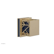 Phylrich 222-36/004X044 - Satin Brass Jolie Diverter/Volume Control Trim With Square Cutaway Handles And Navy Blue Accents