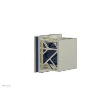 Phylrich 222-36/015X044 - Satin Nickel Jolie Diverter/Volume Control Trim With Square Cutaway Handles And Navy Blue Accents