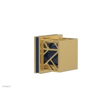 Phylrich 222-36/024X044 - Satin Gold Jolie Diverter/Volume Control Trim With Square Cutaway Handles And Navy Blue Accents