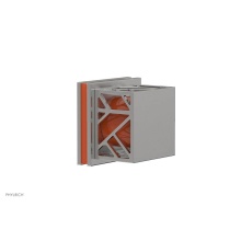 Phylrich 222-36/26DX042 - Satin Chrome Jolie Diverter/Volume Control Trim With Square Cutaway Handles And Orange Accents