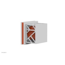 Phylrich 222-36-050X042 - Satin White Jolie Diverter/Volume Control Trim With Square Cutaway Handles And Orange Accents