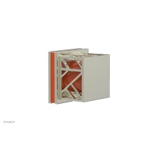 Phylrich 222-36/015X042 - Satin Nickel Jolie Diverter/Volume Control Trim With Square Cutaway Handles And Orange Accents
