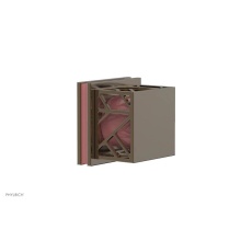 Phylrich 222-36-047X045 - Antique Brass Jolie Diverter/Volume Control Trim With Square Cutaway Handles And Pink Accents