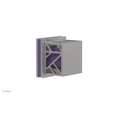 Phylrich 222-36/26DX046 - Satin Chrome Jolie Diverter/Volume Control Trim With Square Cutaway Handles And Purple Accents