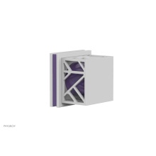 Phylrich 222-36-050X046 - Satin White Jolie Diverter/Volume Control Trim With Square Cutaway Handles And Purple Accents