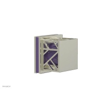 Phylrich 222-36/015X046 - Satin Nickel Jolie Diverter/Volume Control Trim With Square Cutaway Handles And Purple Accents