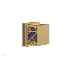 Phylrich 222-36/024X046 - Satin Gold Jolie Diverter/Volume Control Trim With Square Cutaway Handles And Purple Accents