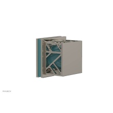 Phylrich 222-36/014X049 - Polished Nickel Jolie Diverter/Volume Control Trim With Square Cutaway Handles And Turquoise Accen