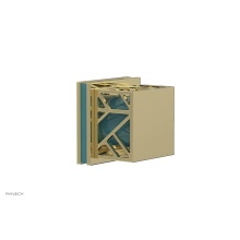 Phylrich 222-36/003X049 - Polished Brass Jolie Diverter/Volume Control Trim With Square Cutaway Handles And Turquoise Accent
