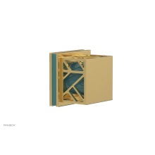 Phylrich 222-36/024X049 - Satin Gold Jolie Diverter/Volume Control Trim With Square Cutaway Handles And Turquoise Accents