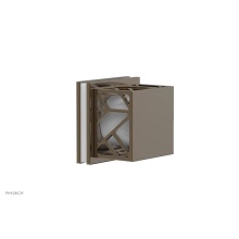 Phylrich 222-36-047X051 - Antique Brass Jolie Diverter/Volume Control Trim With Square Cutaway Handles And Gloss White Accen
