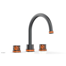 Phylrich 222-40-15GX042 - Gunmetal Gray Jolie 3-Hole Deck Tub Filler With Gooseneck Spout, Round Cutaway Handles, And Orange