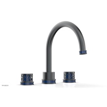 Phylrich 222-40-15GX044 - Gunmetal Gray Jolie 3-Hole Deck Tub Filler With Gooseneck Spout, Round Cutaway Handles, And Navy B