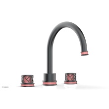 Phylrich 222-40-15GX045 - Gunmetal Gray Jolie 3-Hole Deck Tub Filler With Gooseneck Spout, Round Cutaway Handles, And Pink A