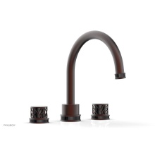 Phylrich 222-40-05WX041 - Weathered Copper Jolie 3-Hole Deck Tub Filler With Gooseneck Spout, Round Cutaway Handles, And Bla