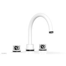 Phylrich 222-40-050X041 - Satin White Jolie 3-Hole Deck Tub Filler With Gooseneck Spout, Round Cutaway Handles, And Black Ac