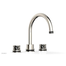 Phylrich 222-40/014X041 - Polished Nickel Jolie 3-Hole Deck Tub Filler With Gooseneck Spout, Round Cutaway Handles, And Blac