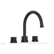 Phylrich 222-40/040X041 - Matte Black Jolie 3-Hole Deck Tub Filler With Gooseneck Spout, Round Cutaway Handles, And Black Ac