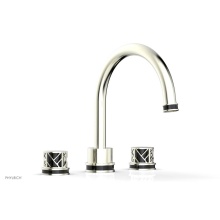 Phylrich 222-40/015X041 - Satin Nickel Jolie 3-Hole Deck Tub Filler With Gooseneck Spout, Round Cutaway Handles, And Black A
