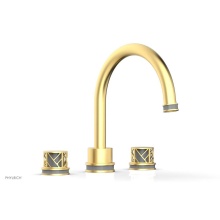 Phylrich 222-40-24BX048 - Burnished Gold Jolie 3-Hole Deck Tub Filler With Gooseneck Spout, Round Cutaway Handles, And Grey