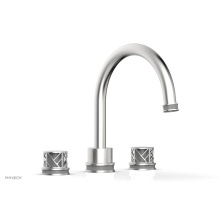 Phylrich 222-40/26DX048 - Satin Chrome Jolie 3-Hole Deck Tub Filler With Gooseneck Spout, Round Cutaway Handles, And Grey Ac