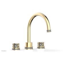 Phylrich 222-40/004X048 - Satin Brass Jolie 3-Hole Deck Tub Filler With Gooseneck Spout, Round Cutaway Handles, And Grey Acc