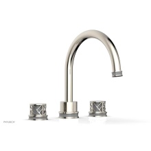 Phylrich 222-40/014X048 - Polished Nickel Jolie 3-Hole Deck Tub Filler With Gooseneck Spout, Round Cutaway Handles, And Grey