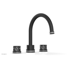 Phylrich 222-40/040X048 - Matte Black Jolie 3-Hole Deck Tub Filler With Gooseneck Spout, Round Cutaway Handles, And Grey Acc